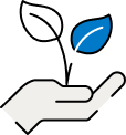 Bombilla Icono planta en la mano