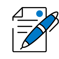 Icono de un documento y una pluma encima.